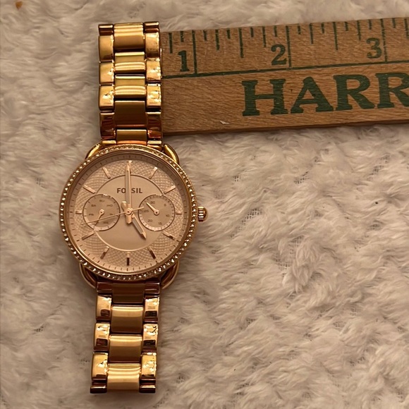 Fossil Tailor Womens Stainless Steel Analog Dial Quartz Watch Gold Tone - Picture 1 of 7